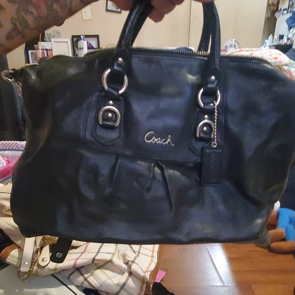 Coach Ashley satchel black leather f15447